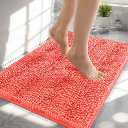 Thick Chenille Bath Rug with Absorbent Rubber Back