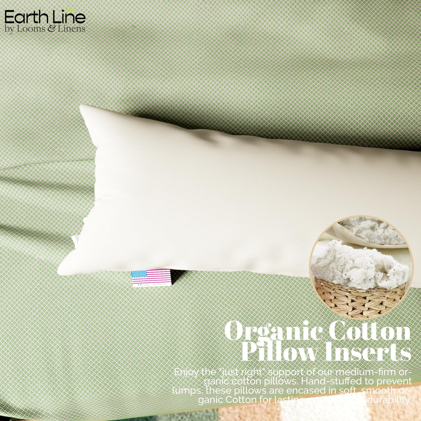 Organic Cotton Body Pillow Insert with Twill Shell