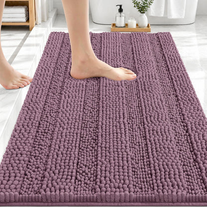 Thick Chenille Bath Rug with Absorbent Rubber Back