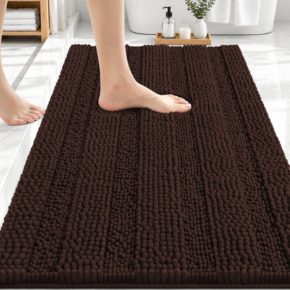 Thick Chenille Bath Rug with Absorbent Rubber Back
