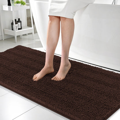 Thick Chenille Bath Rug with Absorbent Rubber Back