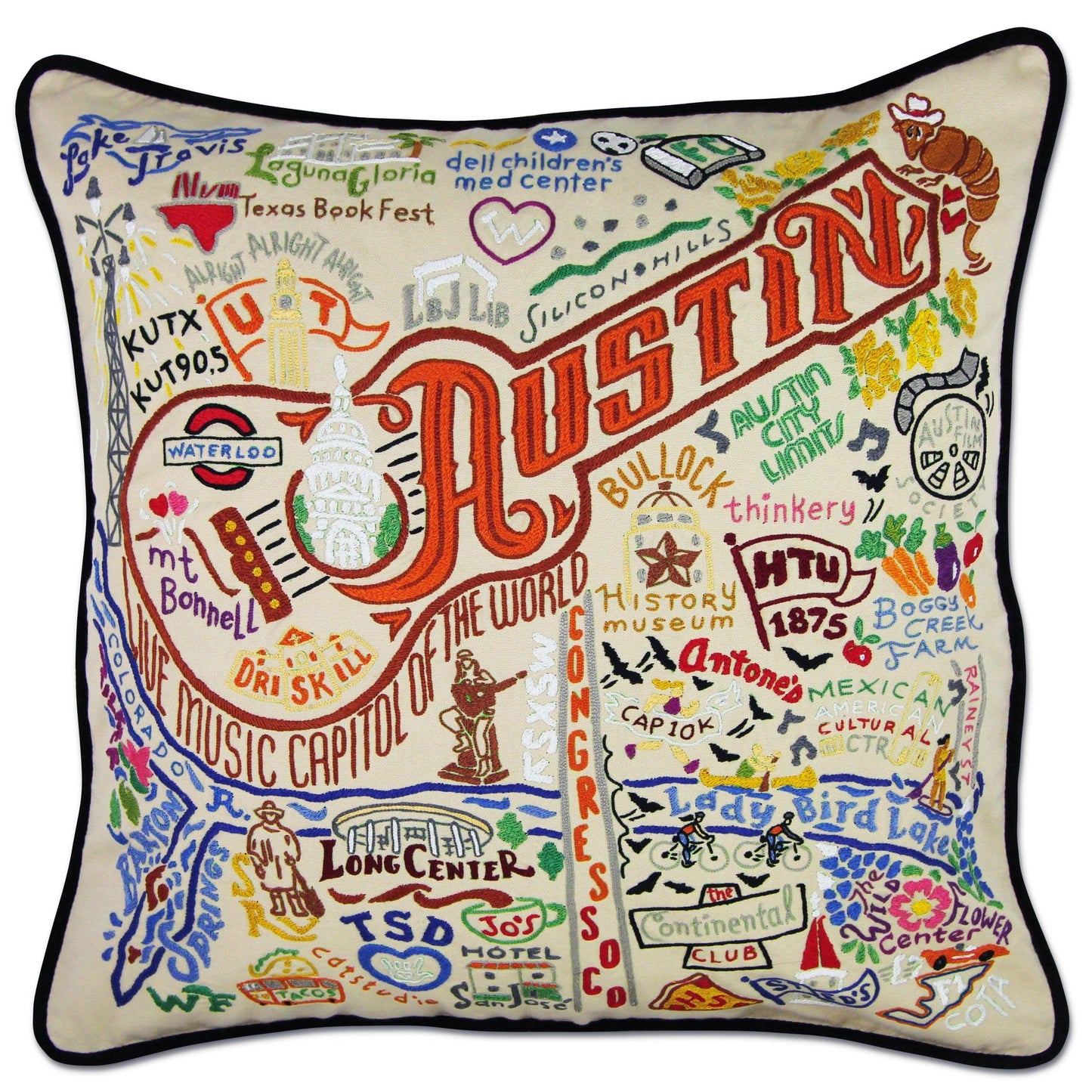 Midwest City Embroidered Decorative Throw Pillow