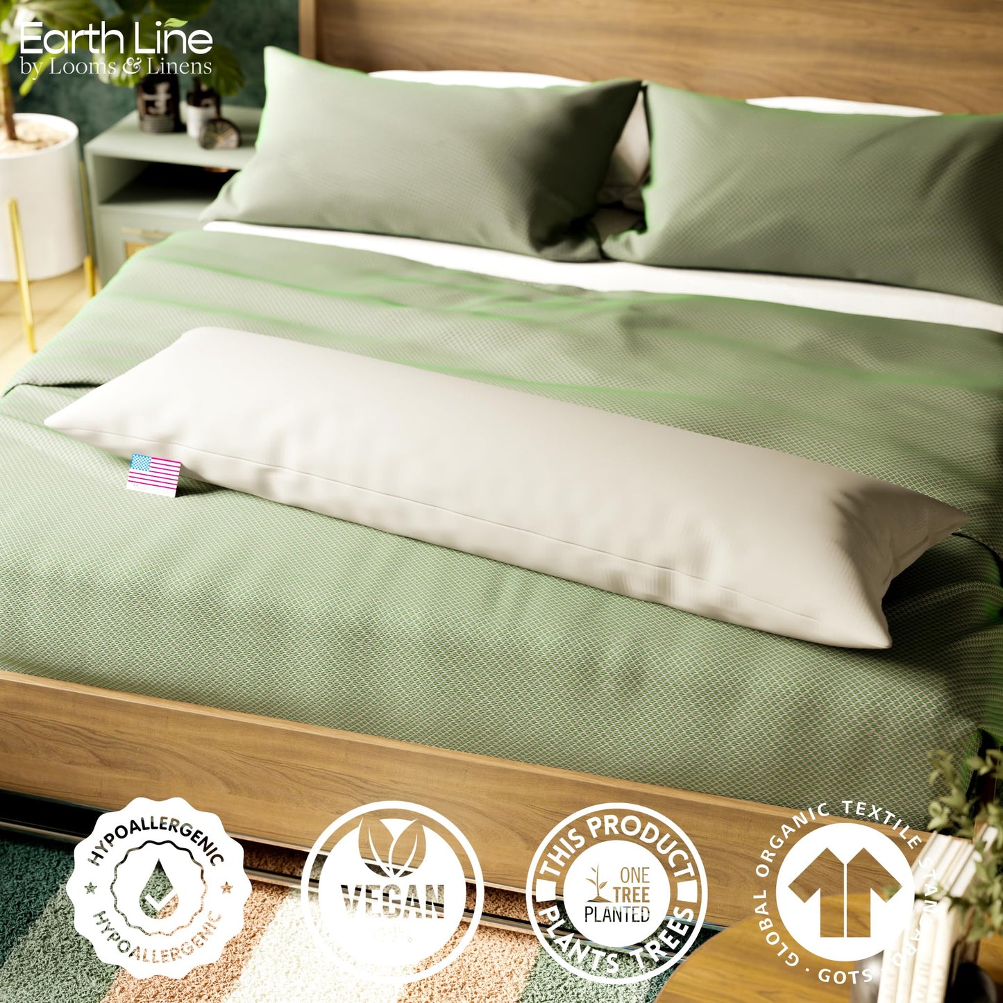 Organic Cotton Body Pillow Insert with Twill Shell