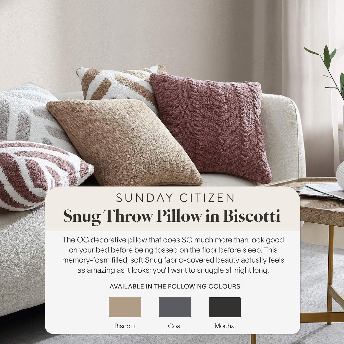 Plush Memory Foam Decorative Pillow for Sofa Bed