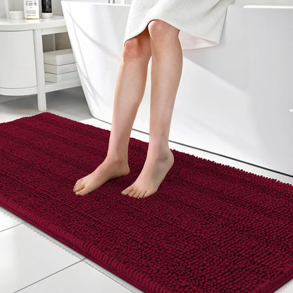 Thick Chenille Bath Rug with Absorbent Rubber Back