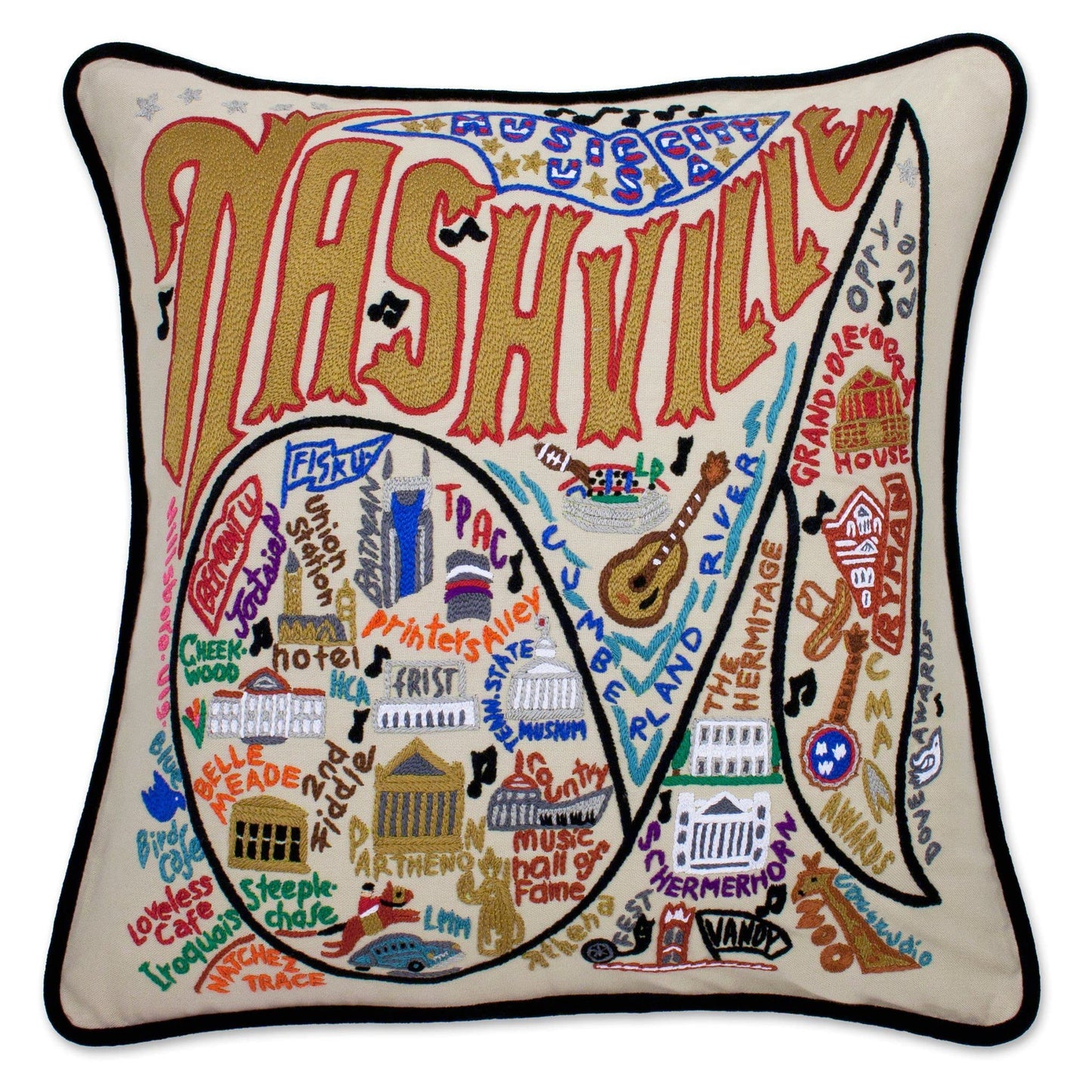 Midwest City Embroidered Decorative Throw Pillow
