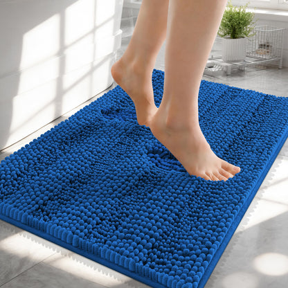 Thick Chenille Bath Rug with Absorbent Rubber Back