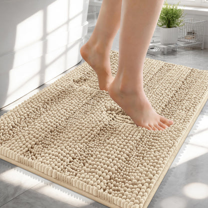 Thick Chenille Bath Rug with Absorbent Rubber Back