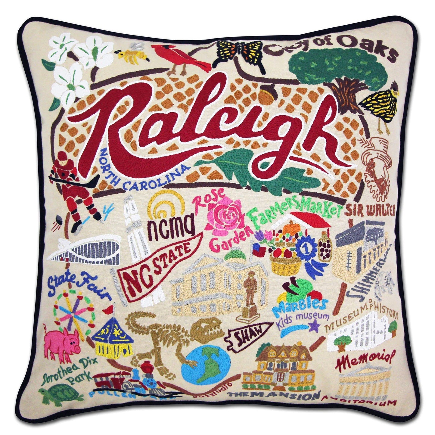 Midwest City Embroidered Decorative Throw Pillow