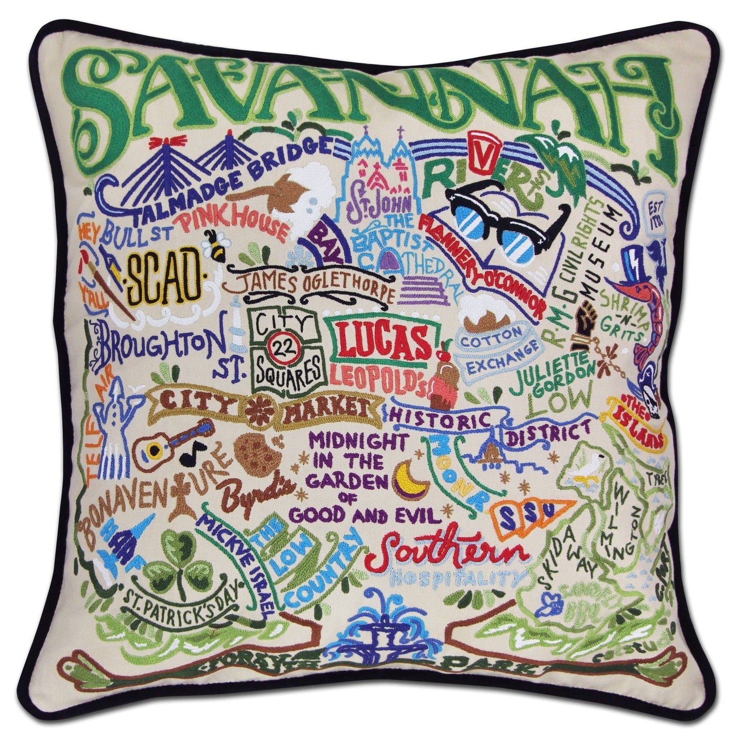 Midwest City Embroidered Decorative Throw Pillow
