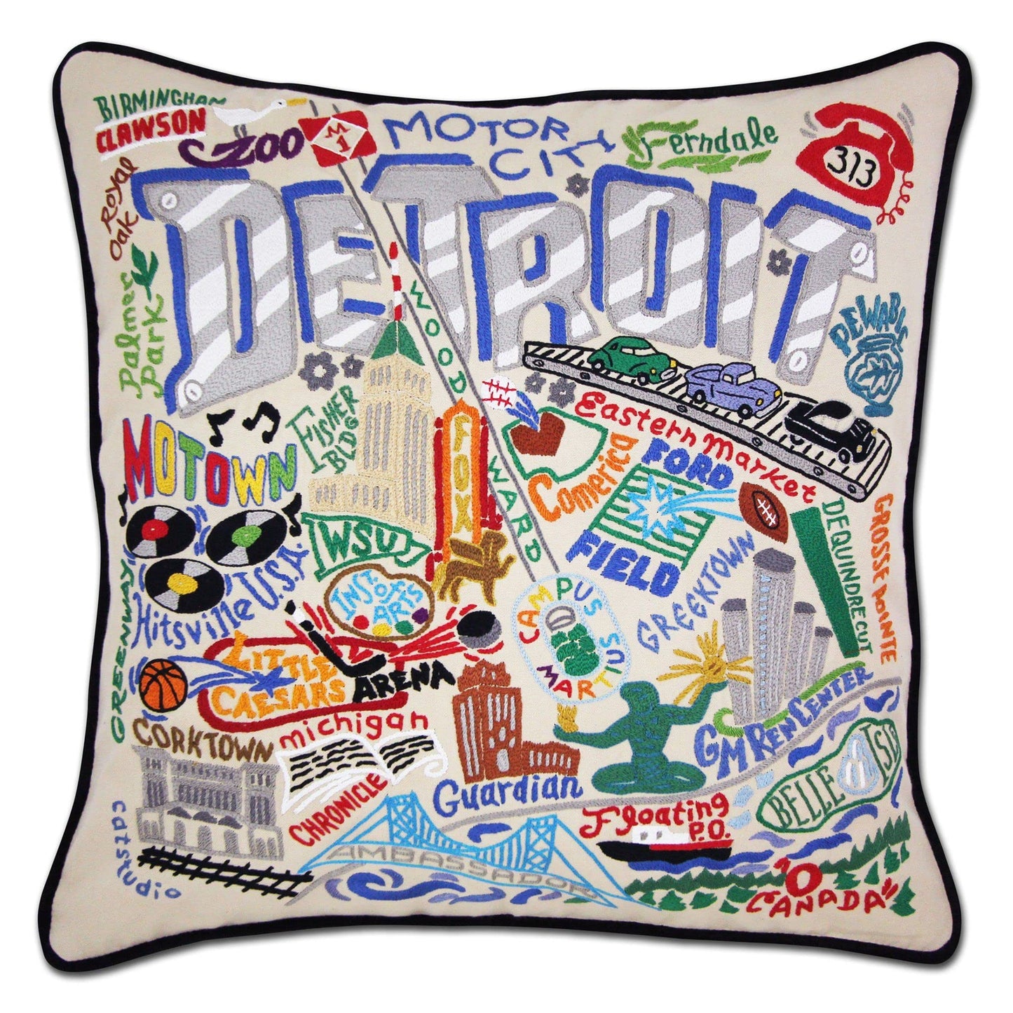 Midwest City Embroidered Decorative Throw Pillow