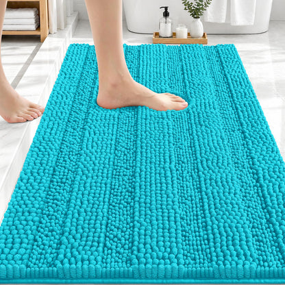 Thick Chenille Bath Rug with Absorbent Rubber Back