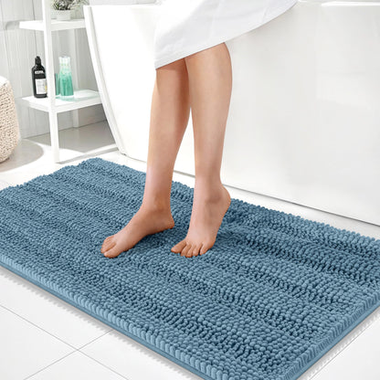Thick Chenille Bath Rug with Absorbent Rubber Back