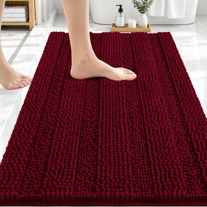 Thick Chenille Bath Rug with Absorbent Rubber Back