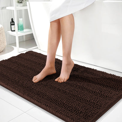Thick Chenille Bath Rug with Absorbent Rubber Back