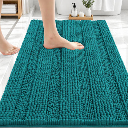 Thick Chenille Bath Rug with Absorbent Rubber Back
