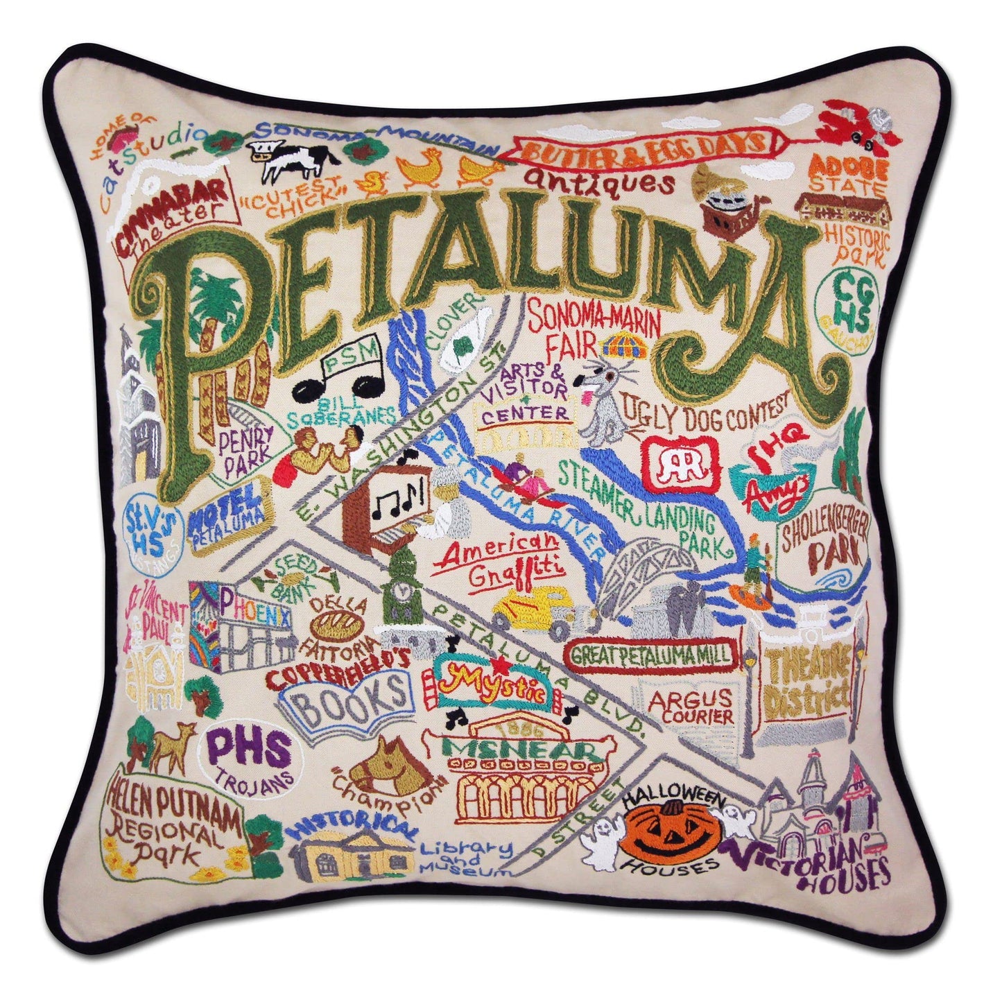 Midwest City Embroidered Decorative Throw Pillow