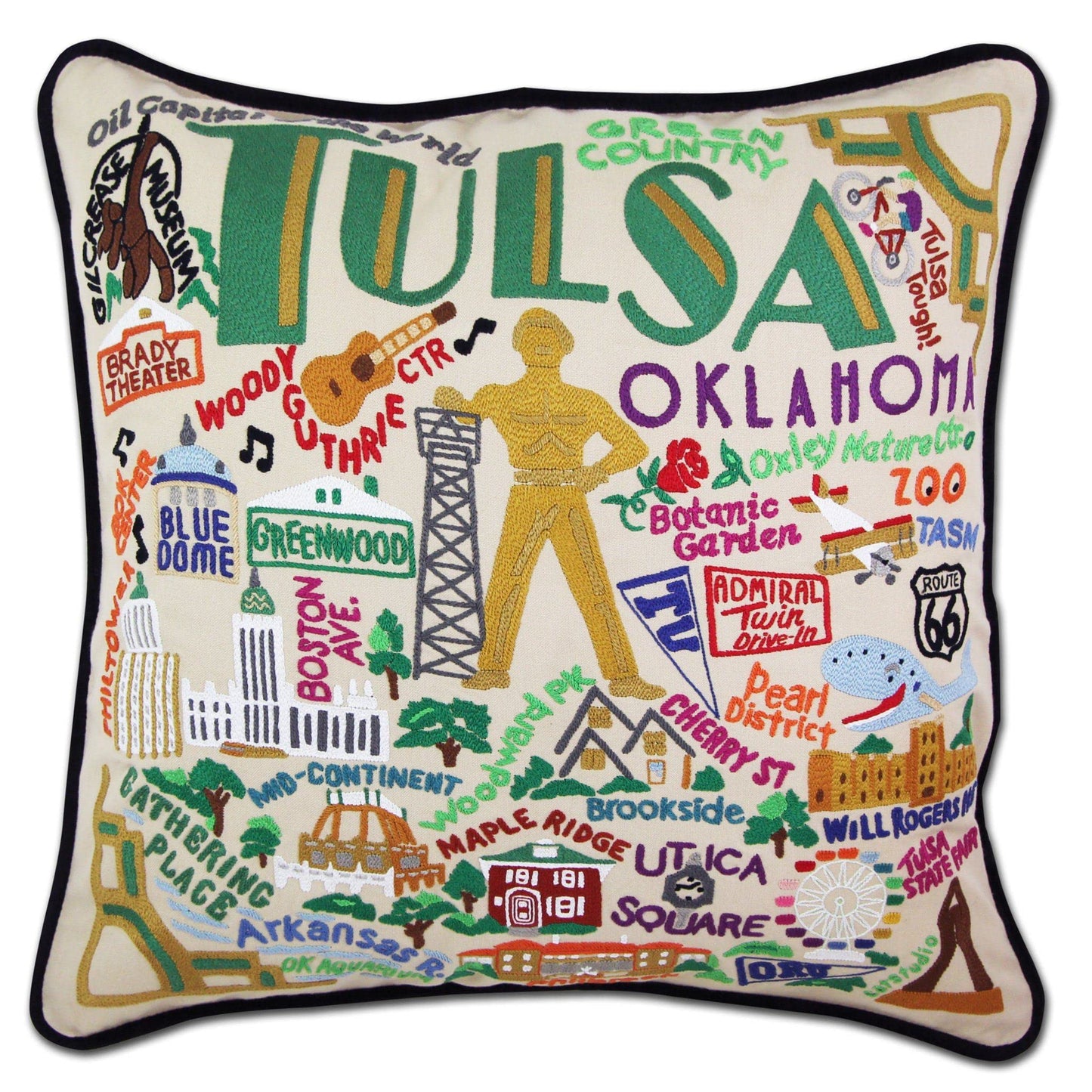 Midwest City Embroidered Decorative Throw Pillow