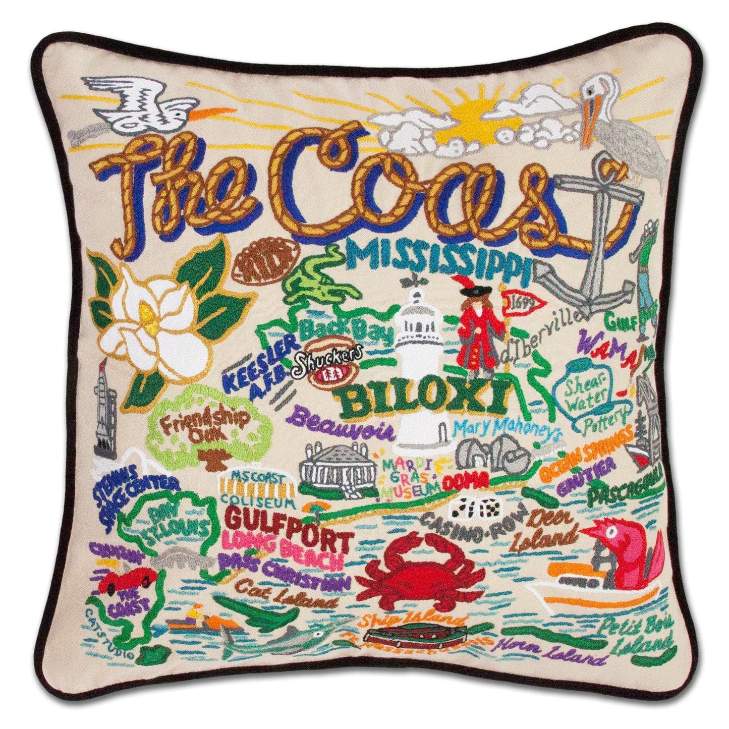Midwest City Embroidered Decorative Throw Pillow