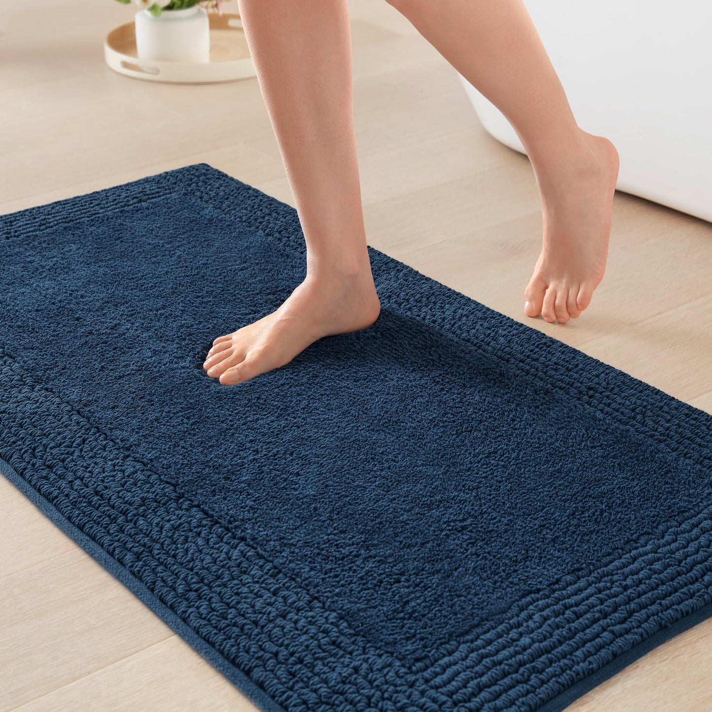 Luxury Cotton Tufted Bath Rug with Reversible Design