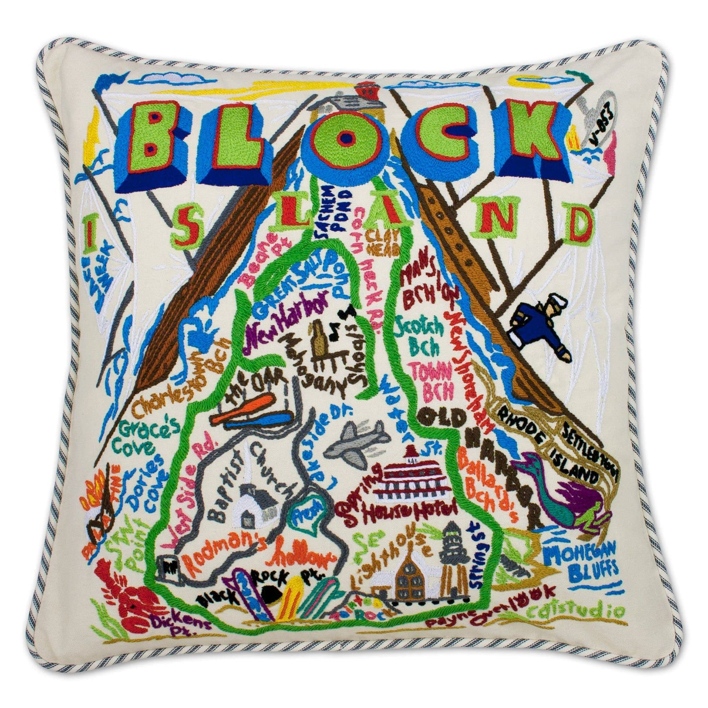 Midwest City Embroidered Decorative Throw Pillow