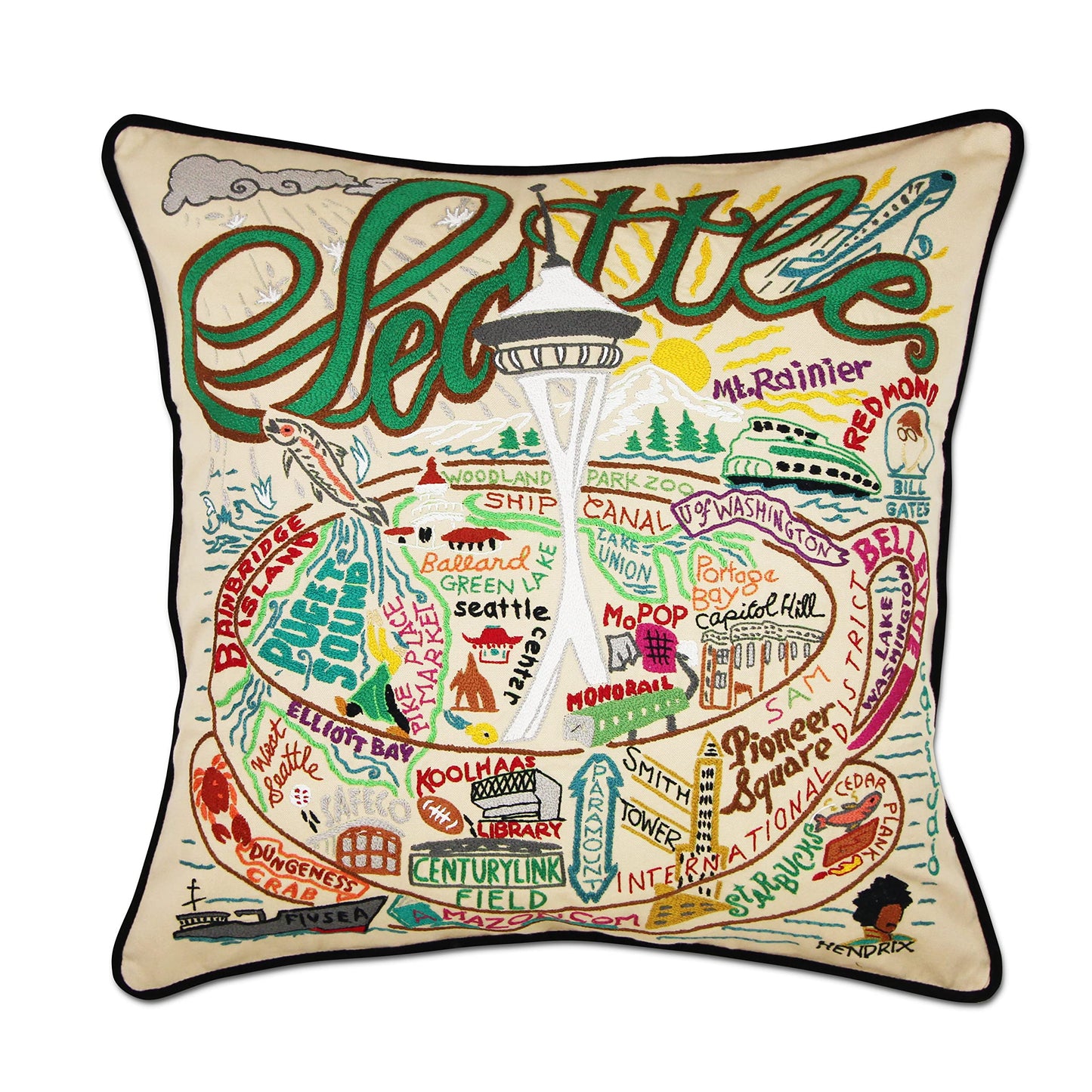 Midwest City Embroidered Decorative Throw Pillow