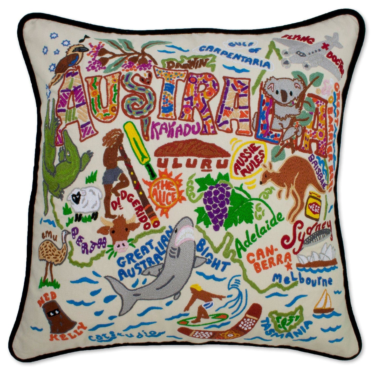 Midwest City Embroidered Decorative Throw Pillow