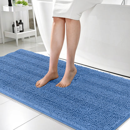 Thick Chenille Bath Rug with Absorbent Rubber Back