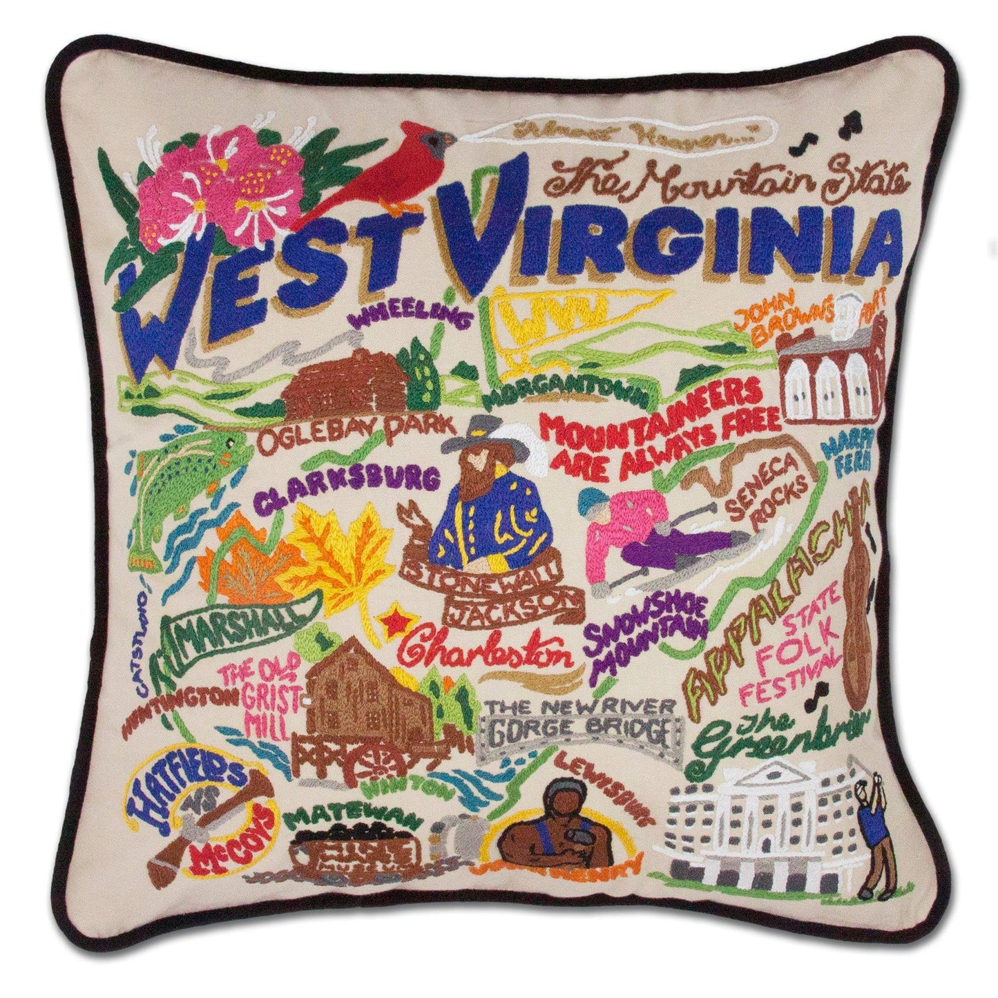 Midwest City Embroidered Decorative Throw Pillow