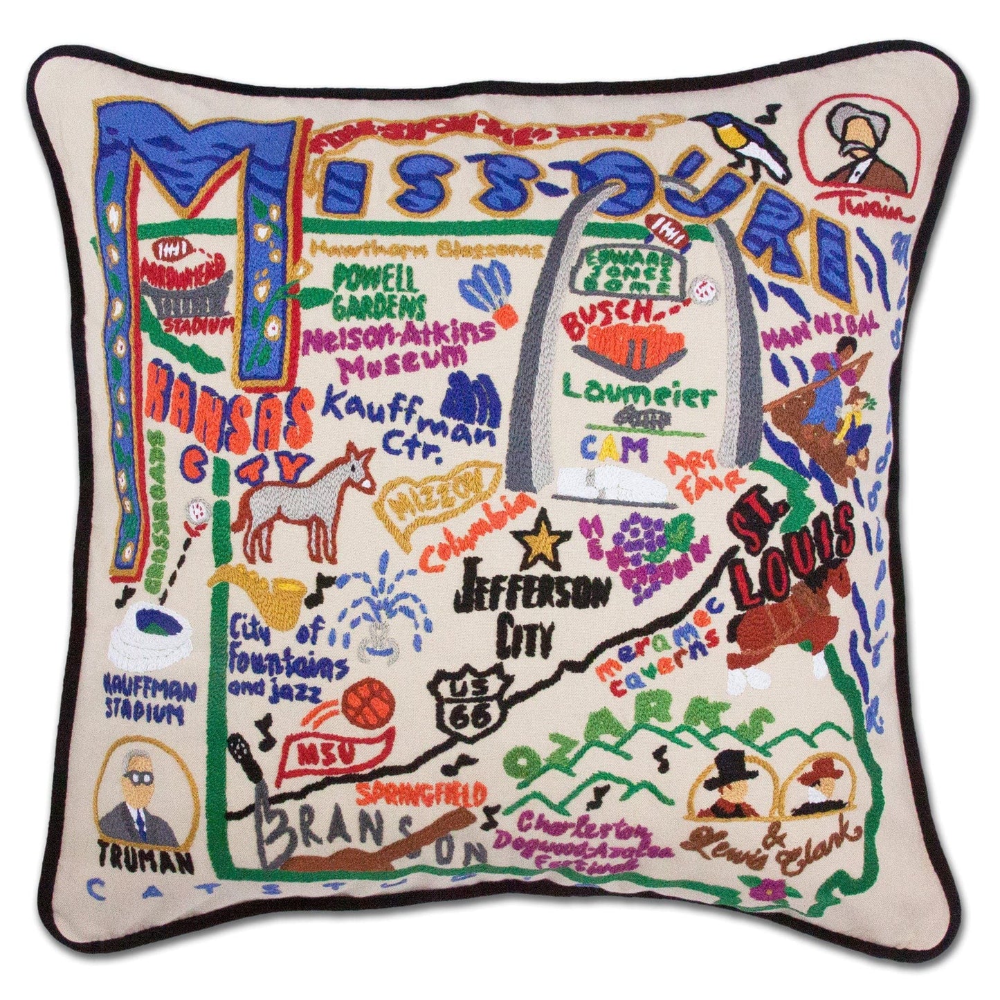 Midwest City Embroidered Decorative Throw Pillow
