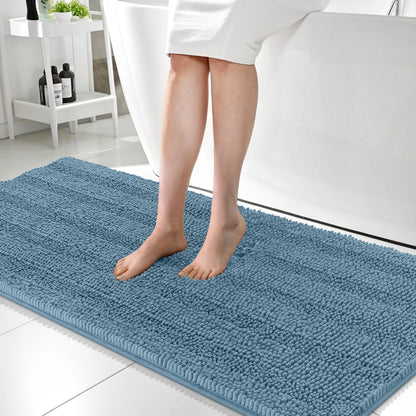 Thick Chenille Bath Rug with Absorbent Rubber Back