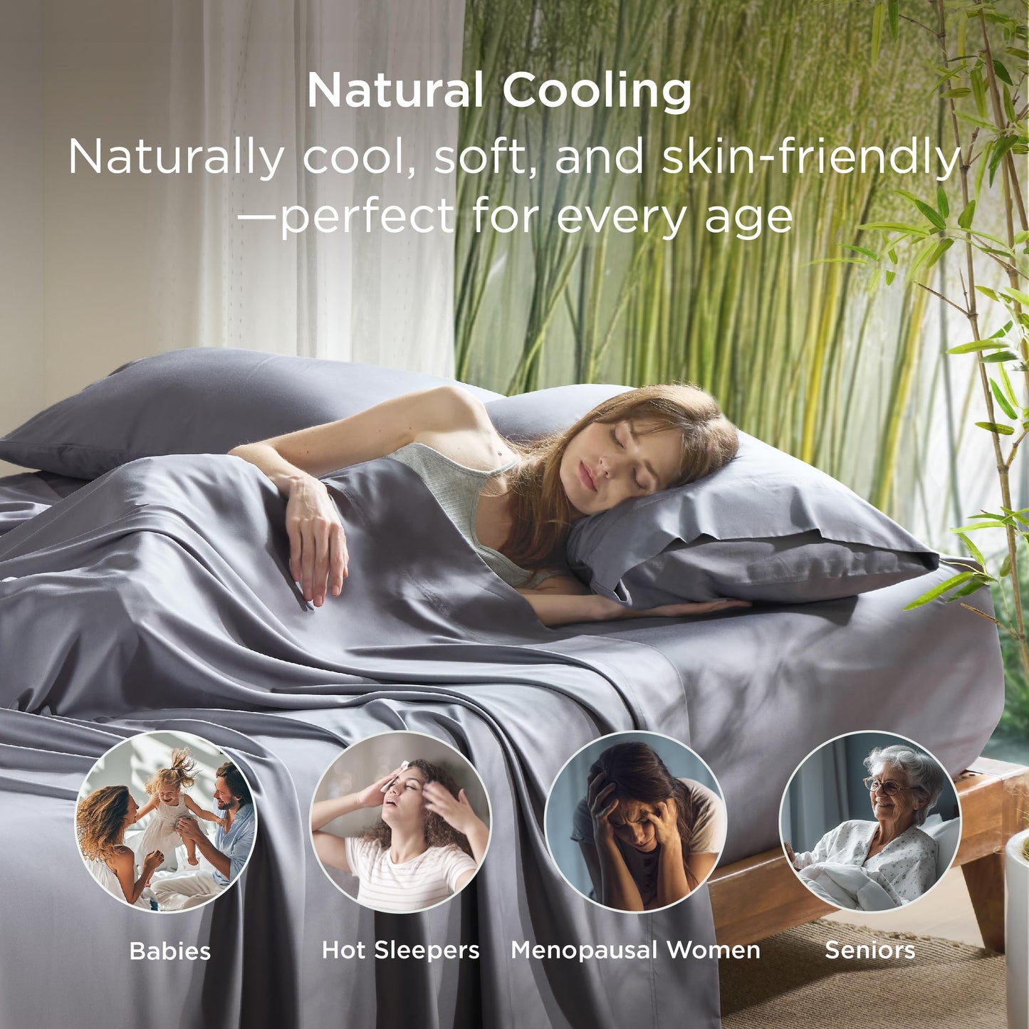 Cooling Bamboo Pillowcase Set Soft Breathable Cover