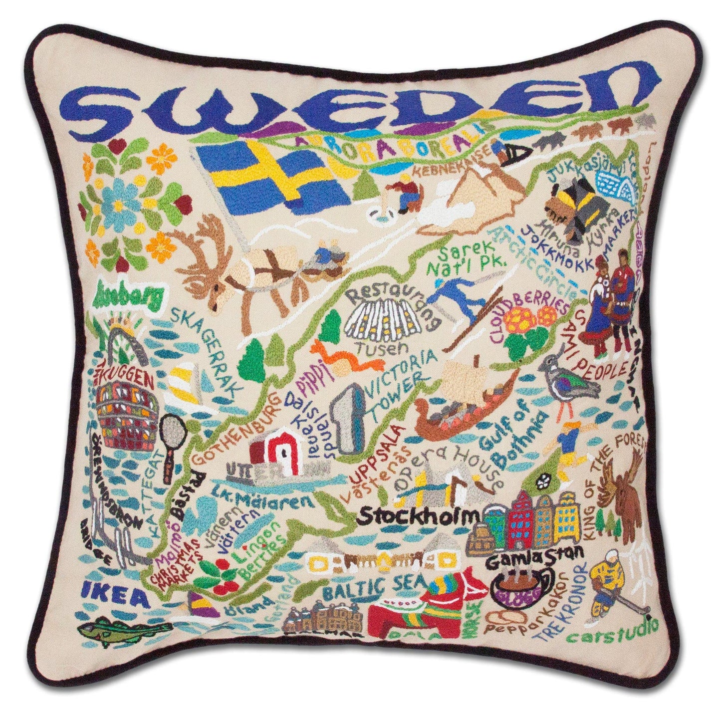 Midwest City Embroidered Decorative Throw Pillow