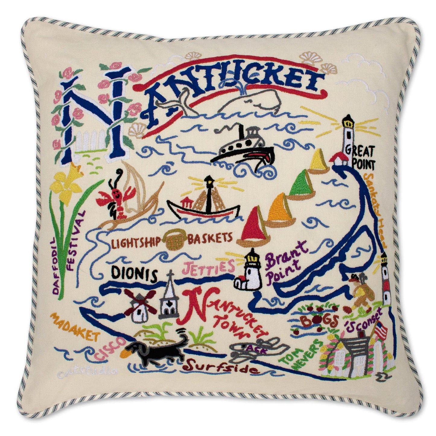 Midwest City Embroidered Decorative Throw Pillow