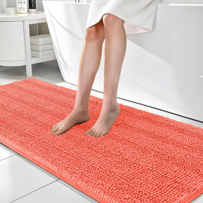 Thick Chenille Bath Rug with Absorbent Rubber Back
