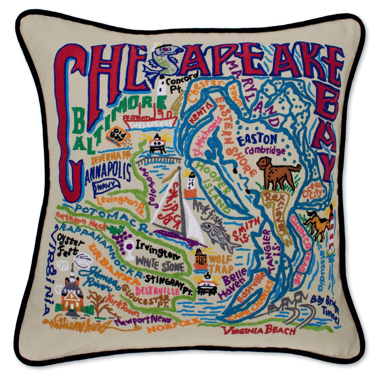 Midwest City Embroidered Decorative Throw Pillow