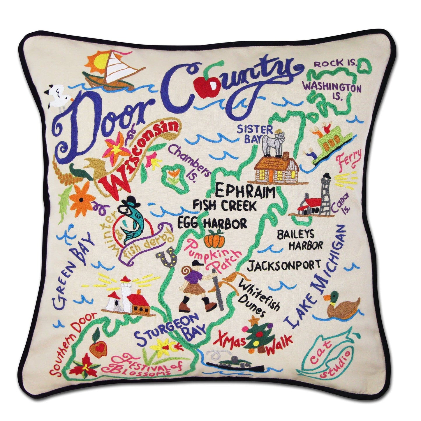 Midwest City Embroidered Decorative Throw Pillow