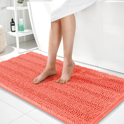 Thick Chenille Bath Rug with Absorbent Rubber Back