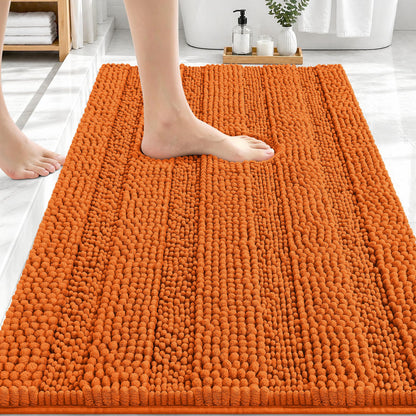 Thick Chenille Bath Rug with Absorbent Rubber Back