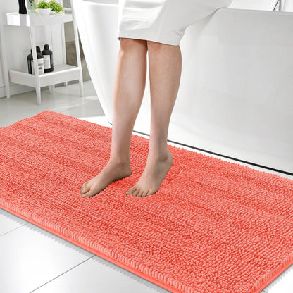Thick Chenille Bath Rug with Absorbent Rubber Back