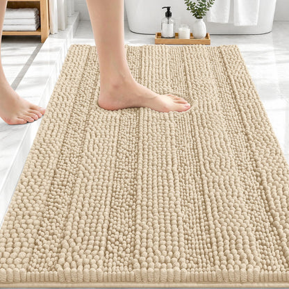 Thick Chenille Bath Rug with Absorbent Rubber Back