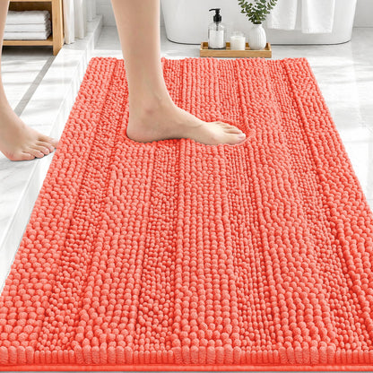 Thick Chenille Bath Rug with Absorbent Rubber Back