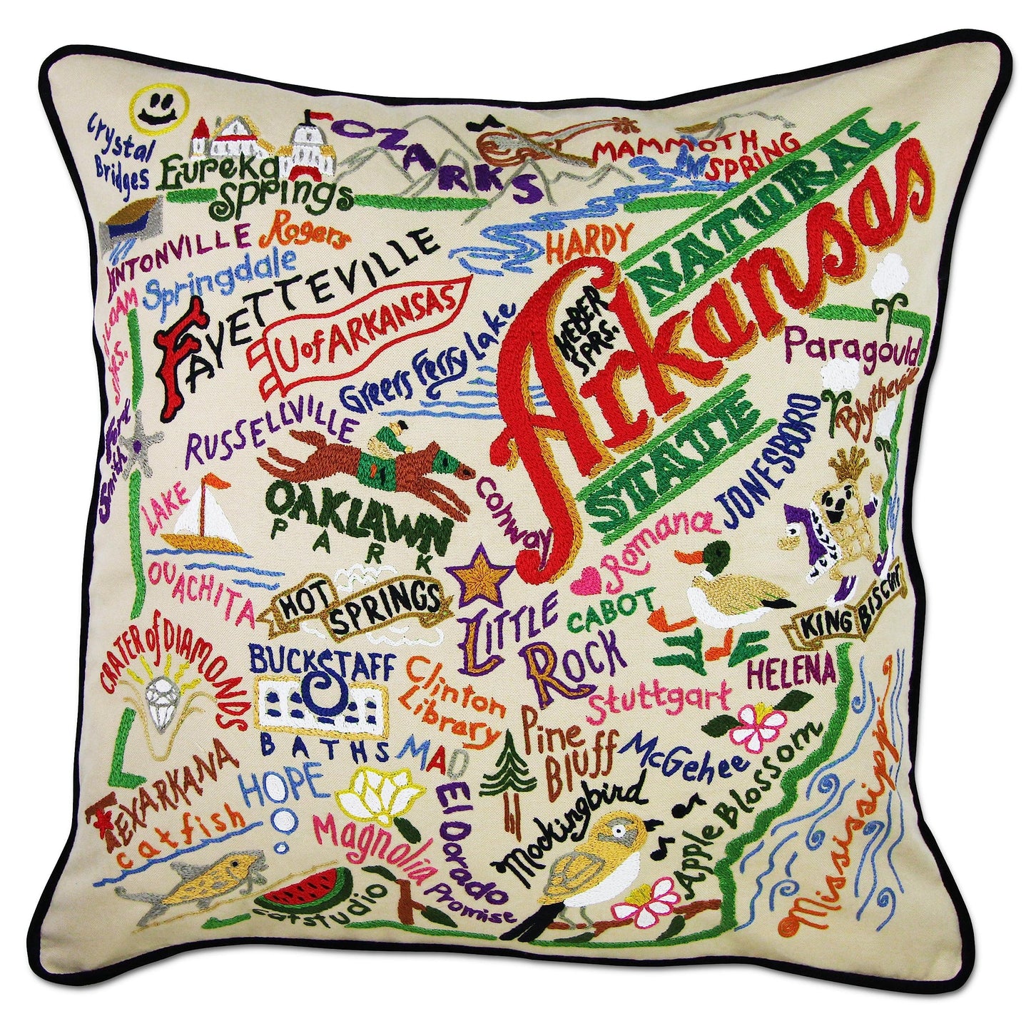 Midwest City Embroidered Decorative Throw Pillow