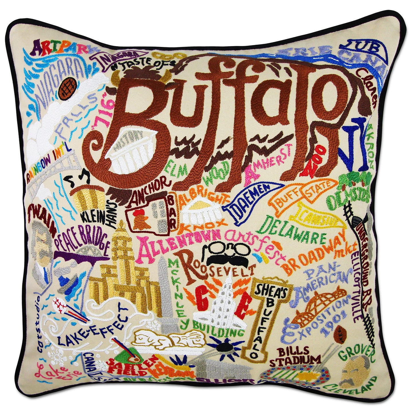 Midwest City Embroidered Decorative Throw Pillow