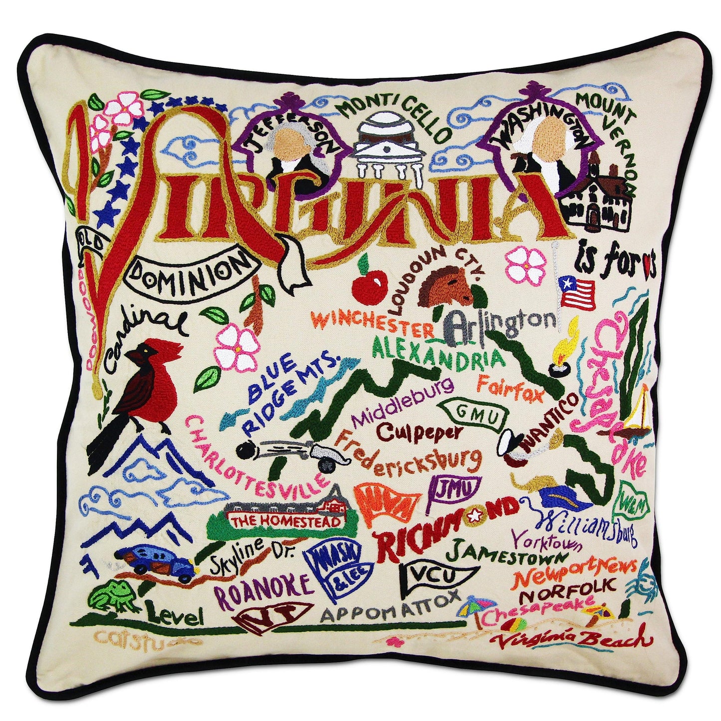 Midwest City Embroidered Decorative Throw Pillow