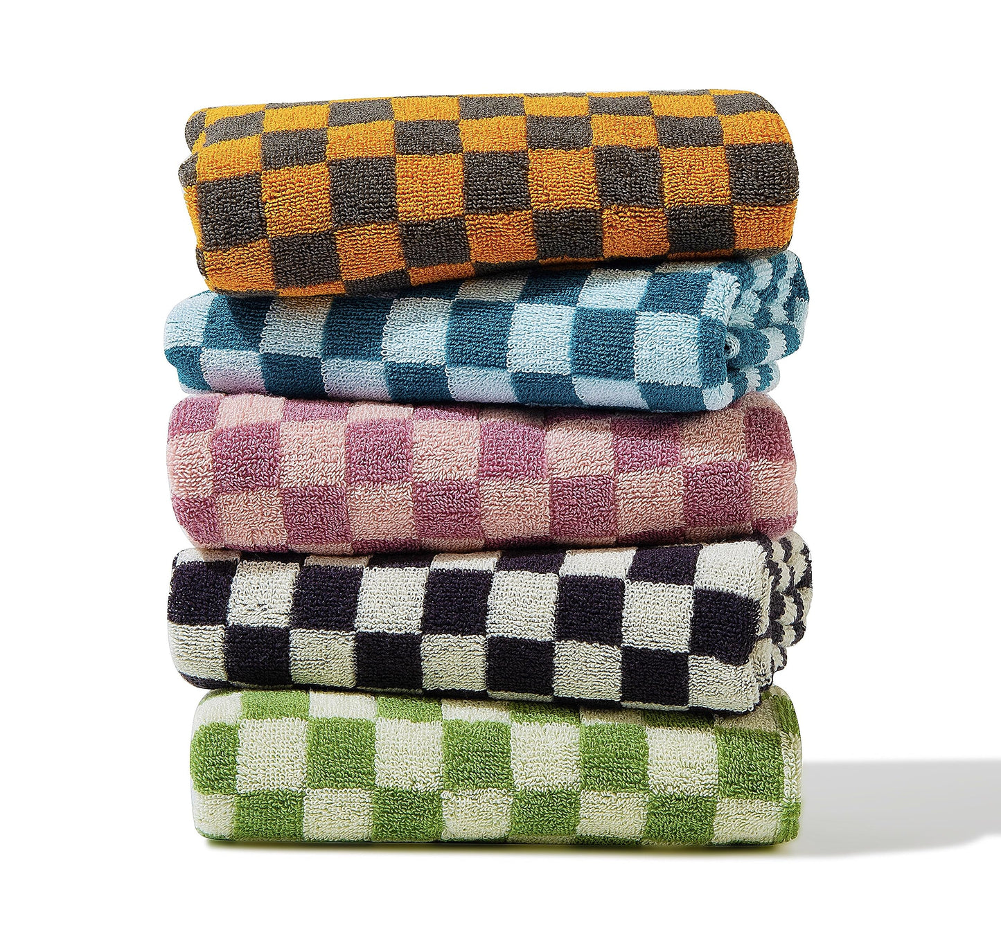 Checkered Cotton Hand Towel Set Soft 5-Pack