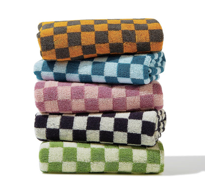Checkered Cotton Hand Towel Set Soft 5-Pack